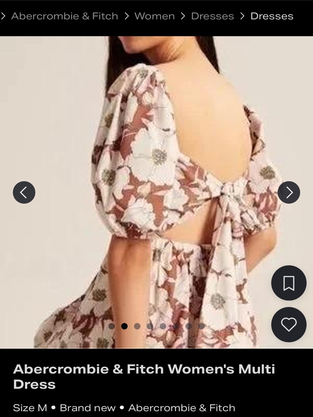 Abercrombie & Fitch Cream Maxi Dress with Mauve & Brown Floral Print - Picture 7 of 8